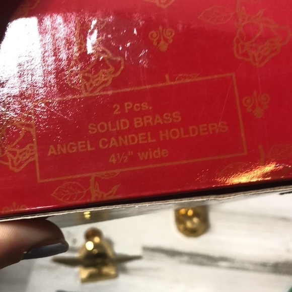 Set of 2 Solid Brass Angel Candlestick Holders India Cherubs Holiday Christmas - Picture 7 of 7